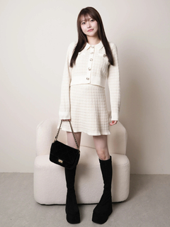 LIP SERVICE(リップサービス) |インナーショーパン付ツイードニットフレアスカート