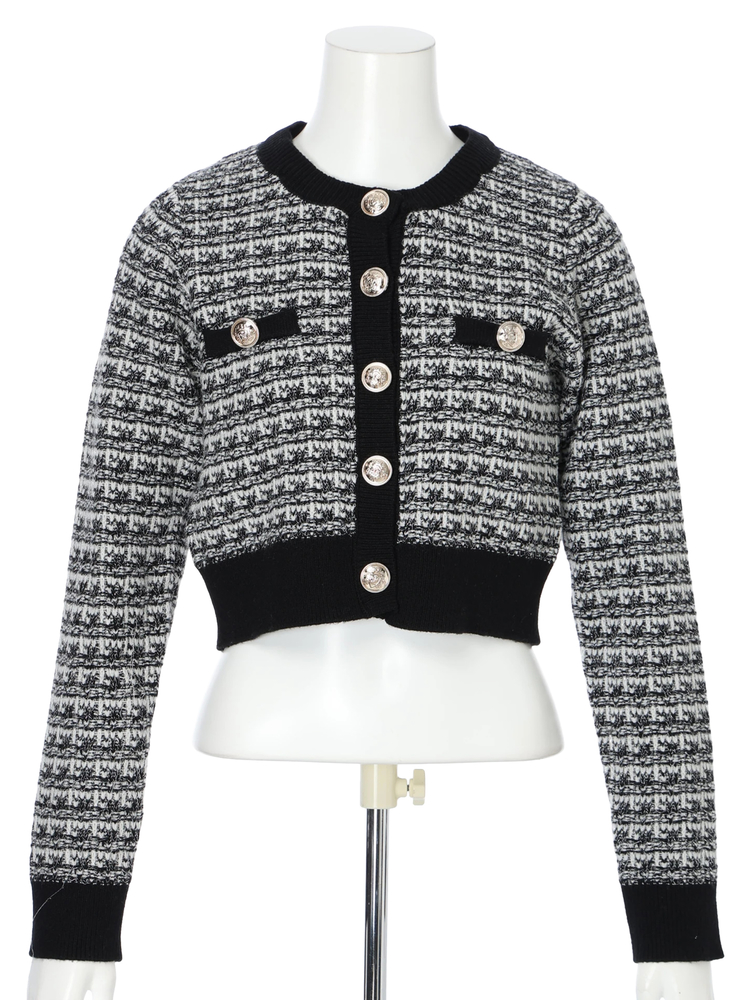 CABaN ツイードボーダー ニットコンビトップ CABaN ツイードボーダー ニットコンビトップ CABaN ツイードボーダー