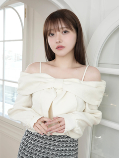 LIP SERVICE(リップサービス) |リボンオフショルロングスリーブトップス