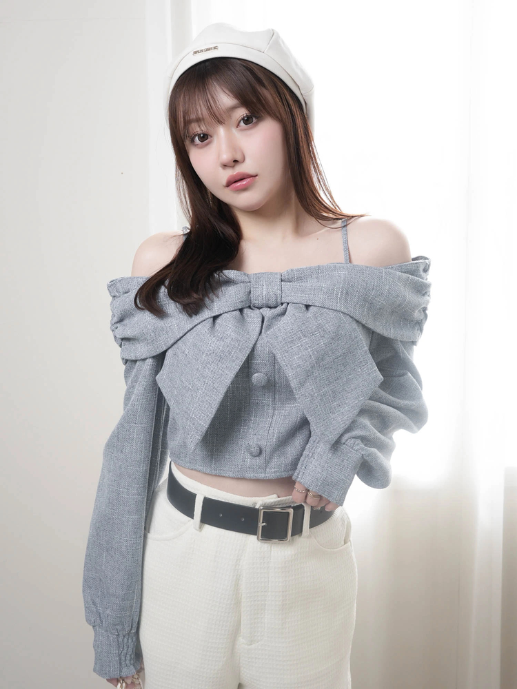 LIP SERVICE(リップサービス) |リボンオフショルロングスリーブトップス