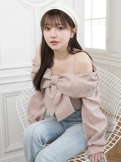 LIP SERVICE(リップサービス) |リボンオフショルロングスリーブトップス