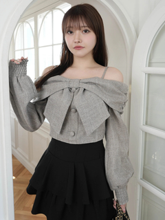 LIP SERVICE(リップサービス) |リボンオフショルロングスリーブトップス