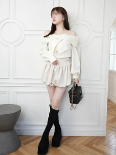 LIP SERVICE(リップサービス) |リボンオフショルロングスリーブトップス