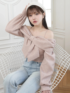 LIP SERVICE(リップサービス) |リボンオフショルロングスリーブトップス