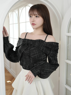 LIP SERVICE(リップサービス) |リボンオフショルロングスリーブトップス