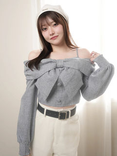 LIP SERVICE(リップサービス) |リボンオフショルロングスリーブトップス