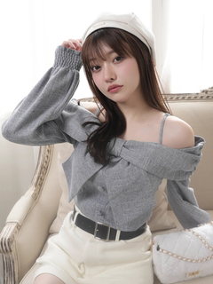 LIP SERVICE(リップサービス) |リボンオフショルロングスリーブトップス