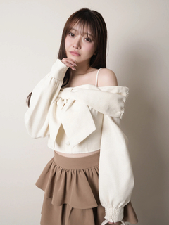 LIP SERVICE(リップサービス) |リボンオフショルロングスリーブトップス