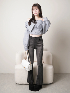 LIP SERVICE(リップサービス) |リボンオフショルロングスリーブトップス