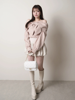 LIP SERVICE(リップサービス) |リボンオフショルロングスリーブトップス