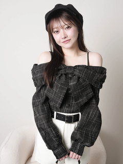 LIP SERVICE(リップサービス) |リボンオフショルロングスリーブトップス