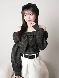 LIP SERVICE(リップサービス) |リボンオフショルロングスリーブトップス