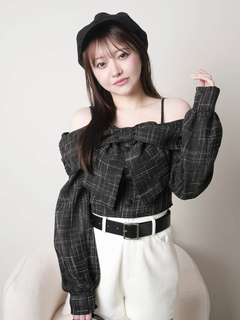 LIP SERVICE(リップサービス) |リボンオフショルロングスリーブトップス