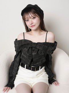 LIP SERVICE(リップサービス) |リボンオフショルロングスリーブトップス