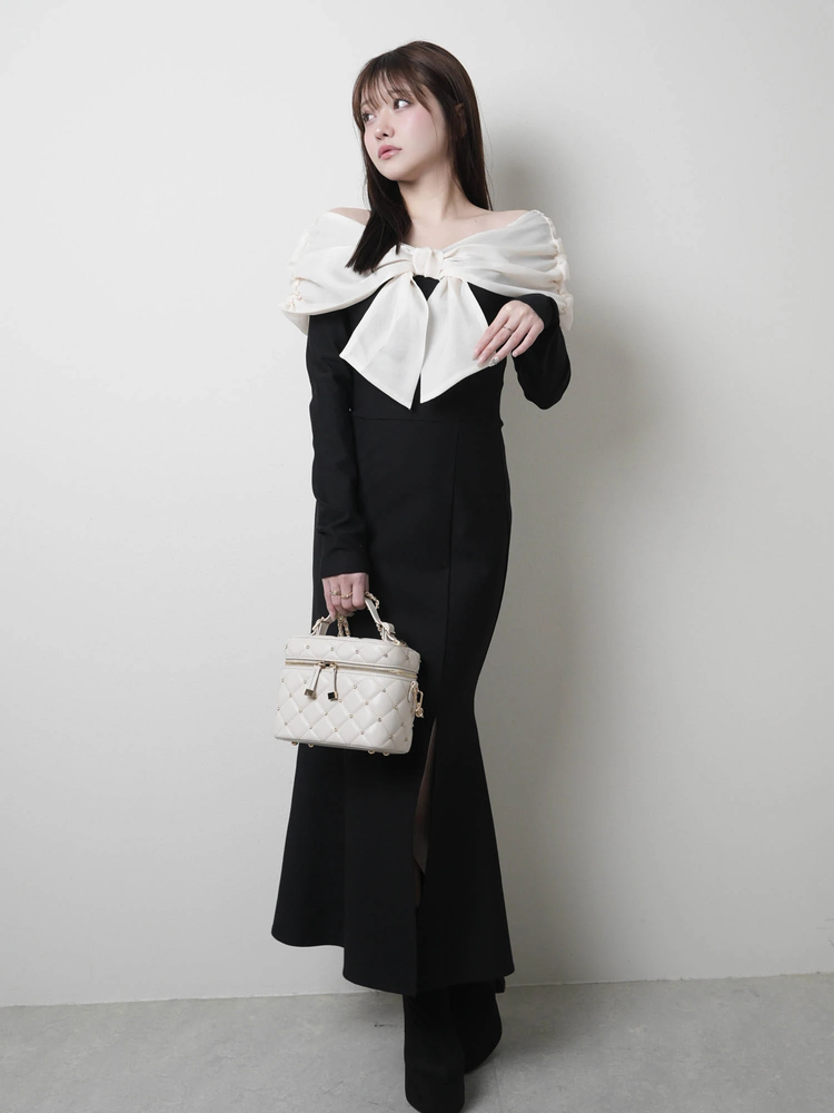 LIP SERVICE(リップサービス) |リボンオフショルバイカラーワンピース