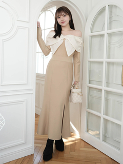 LIP SERVICE(リップサービス) |リボンオフショルバイカラーワンピース