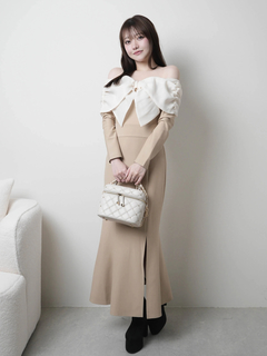 LIP SERVICE(リップサービス) |リボンオフショルバイカラーワンピース