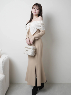 LIP SERVICE(リップサービス) |リボンオフショルバイカラーワンピース