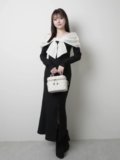 LIP SERVICE(リップサービス) |リボンオフショルバイカラーワンピース