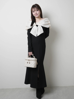 LIP SERVICE(リップサービス) |リボンオフショルバイカラーワンピース