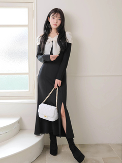 LIP SERVICE(リップサービス) |リボンオフショルバイカラーワンピース