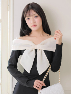 LIP SERVICE(リップサービス) |リボンオフショルバイカラーワンピース