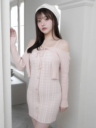 R❣️ アンサンブルチェックワンピース Ｆサイズ オリジナルチェック柄アンサンブルロングワンピ ベージュ