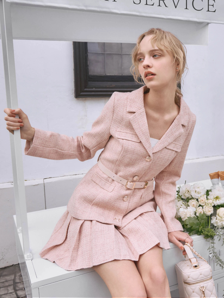 LIP SERVICE(リップサービス) |ベルト付ツイードミドルジャケット