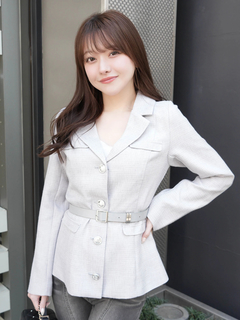 LIP SERVICE(リップサービス) |ベルト付ツイードミドルジャケット