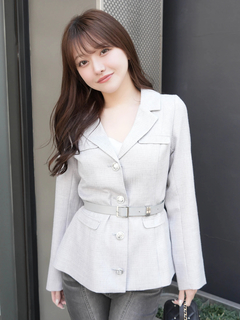 LIP SERVICE(リップサービス) |ベルト付ツイードミドルジャケット