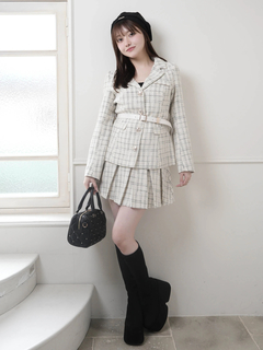 LIP SERVICE(リップサービス) |ベルト付ツイードミドルジャケット