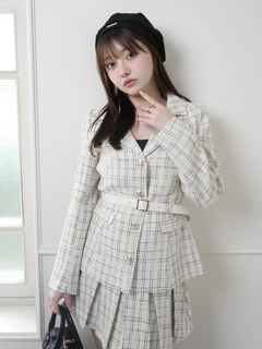 LIP SERVICE(リップサービス) |ベルト付ツイードミドルジャケット