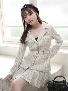 LIP SERVICE(リップサービス) |ベルト付ツイードミドルジャケット