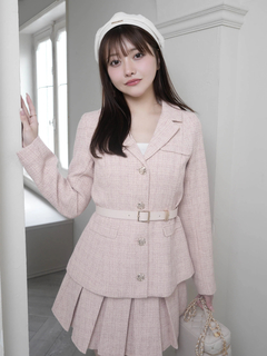 LIP SERVICE(リップサービス) |ベルト付ツイードミドルジャケット