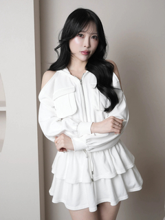 LIP SERVICE(リップサービス) |オープンショルダースウェットフーディーワンピース