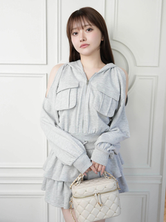 LIP SERVICE(リップサービス) |オープンショルダースウェットフーディーワンピース