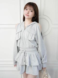 LIP SERVICE(リップサービス) |オープンショルダースウェットフーディーワンピース