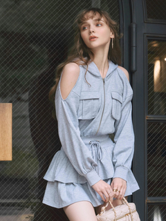 LIP SERVICE(リップサービス) |オープンショルダースウェットフーディーワンピース