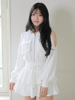 LIP SERVICE(リップサービス) |オープンショルダースウェットフーディーワンピース