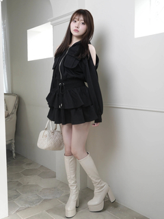 LIP SERVICE(リップサービス) |オープンショルダースウェットフーディーワンピース