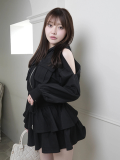 LIP SERVICE(リップサービス) |オープンショルダースウェットフーディーワンピース