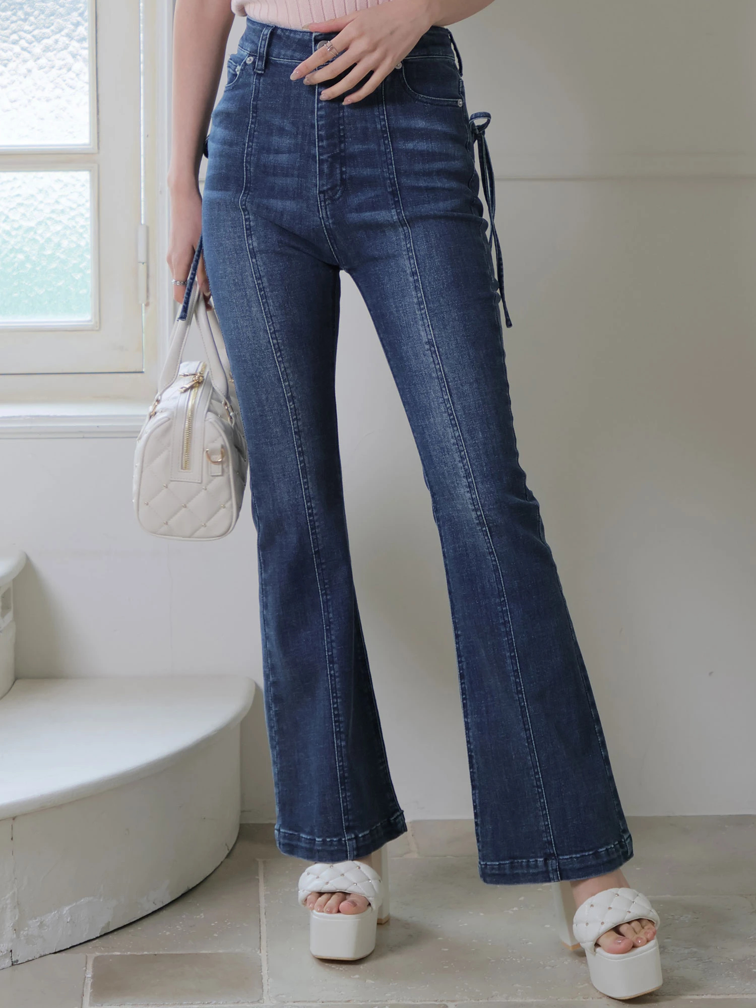 LIP SERVICE（リップサービス）｜ キルティングポケットフレアデニム