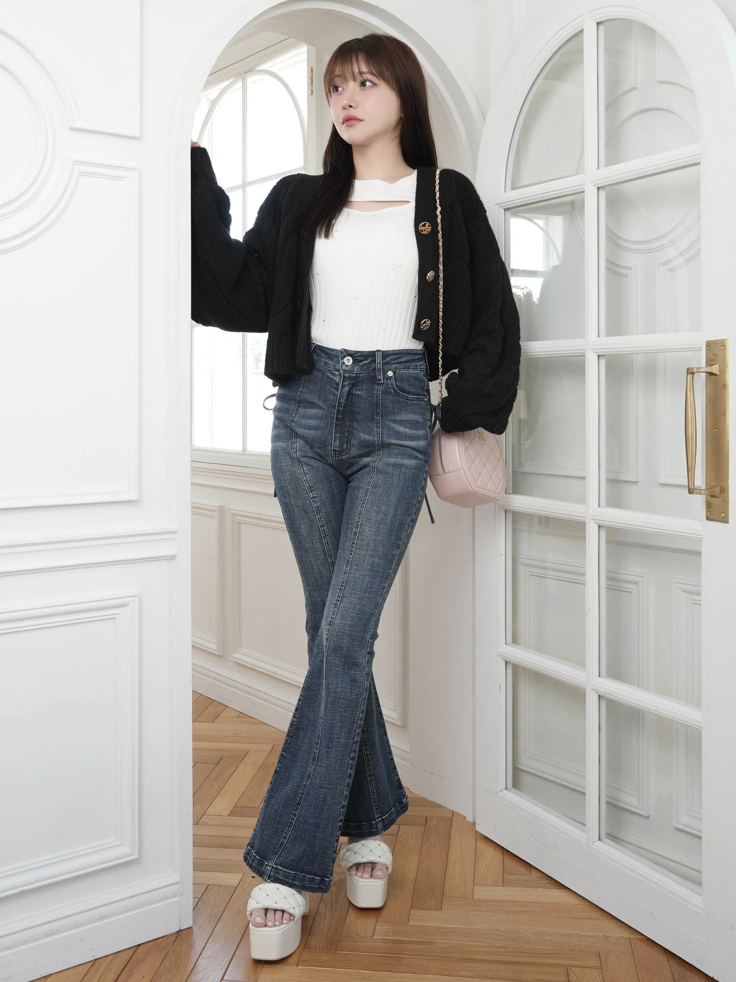 LIP SERVICE（リップサービス）｜ キルティングポケットフレアデニム