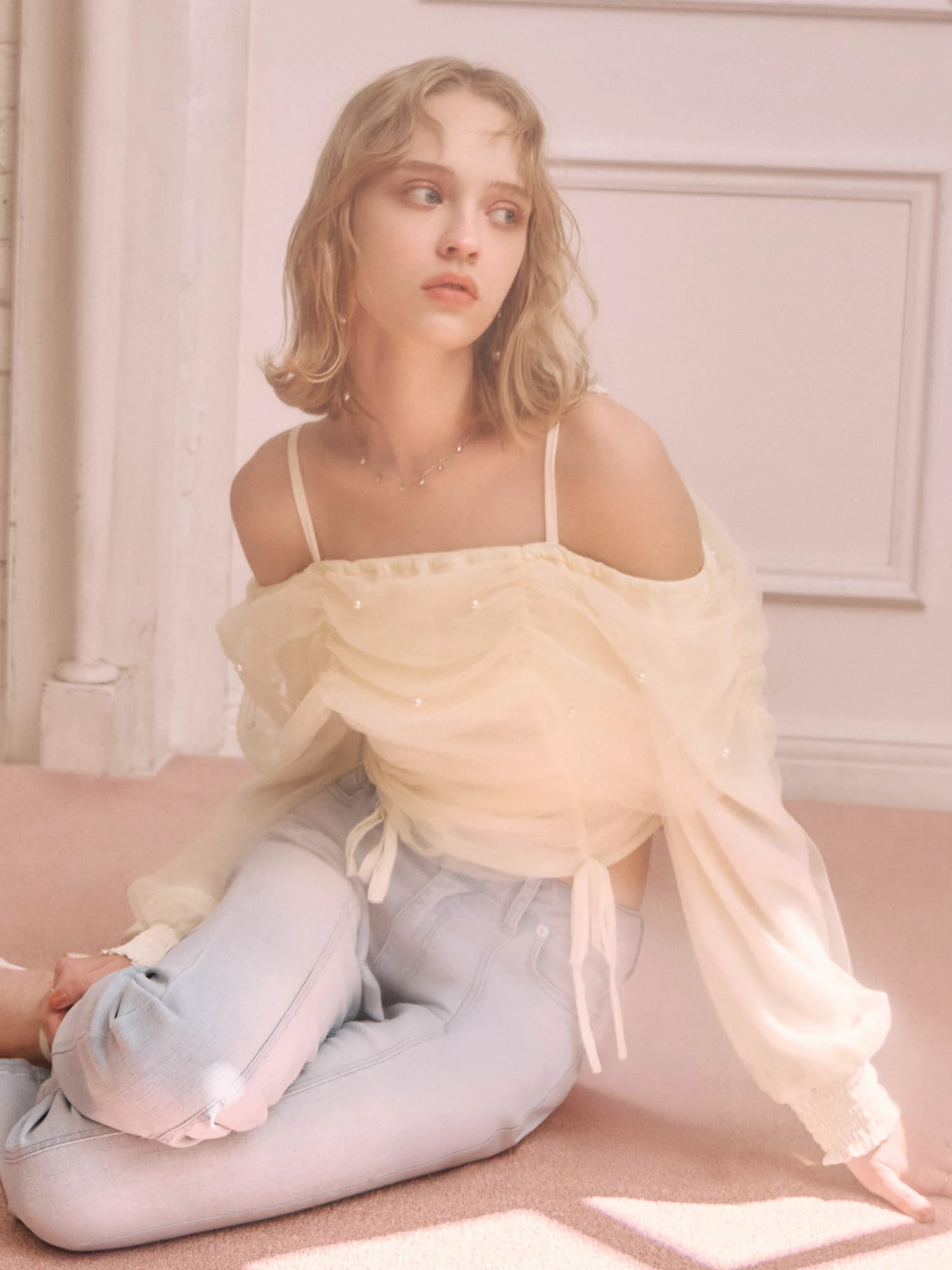 LIP SERVICE オフショルトップス LIP SERVICE（リップサービス）｜ チュールギャザーオフショルトップス