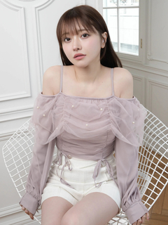 LIP SERVICE(リップサービス) |チュールギャザーオフショルトップス
