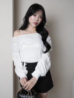 LIP SERVICE(リップサービス) |チュールギャザーオフショルトップス