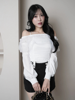 LIP SERVICE(リップサービス) |チュールギャザーオフショルトップス