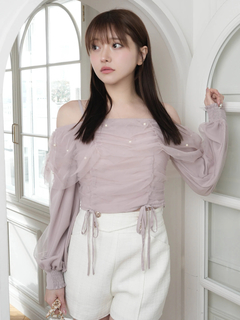 LIP SERVICE(リップサービス) |チュールギャザーオフショルトップス