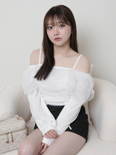 LIP SERVICE(リップサービス) |チュールギャザーオフショルトップス