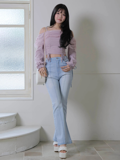 LIP SERVICE(リップサービス) |チュールギャザーオフショルトップス